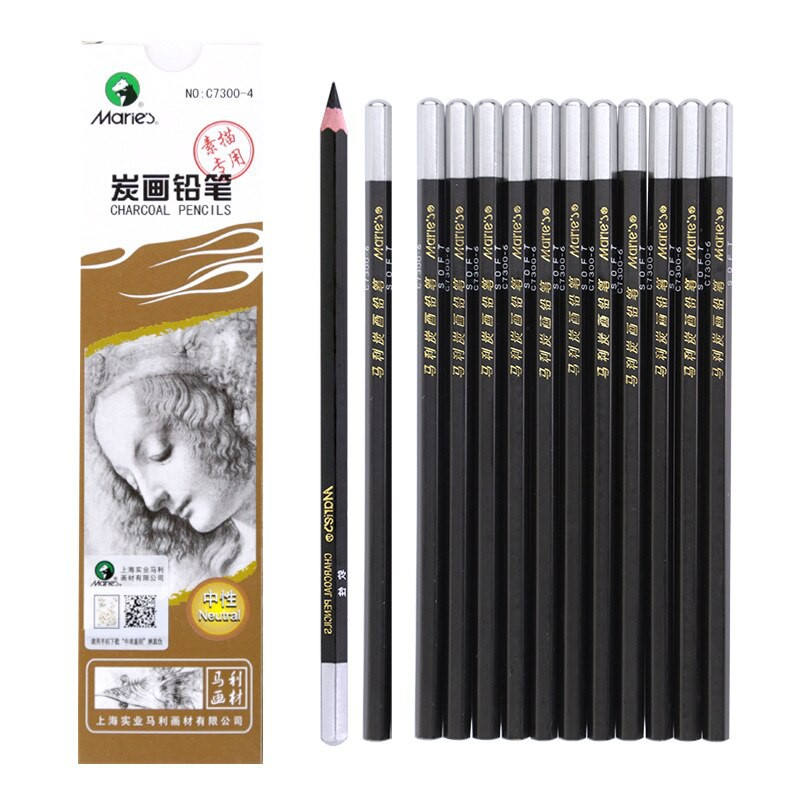 Maries Charcoal Pencil -  Super Soft / Soft / Medium(neutral)/Hard