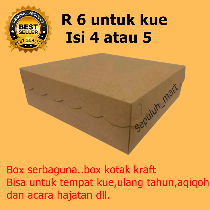 

Box kue R6/kotak kue isi 4/ dus kraft kue isi 5/kotak kue/kotak kemasan/box custom/kotak coklat/kemasan custom