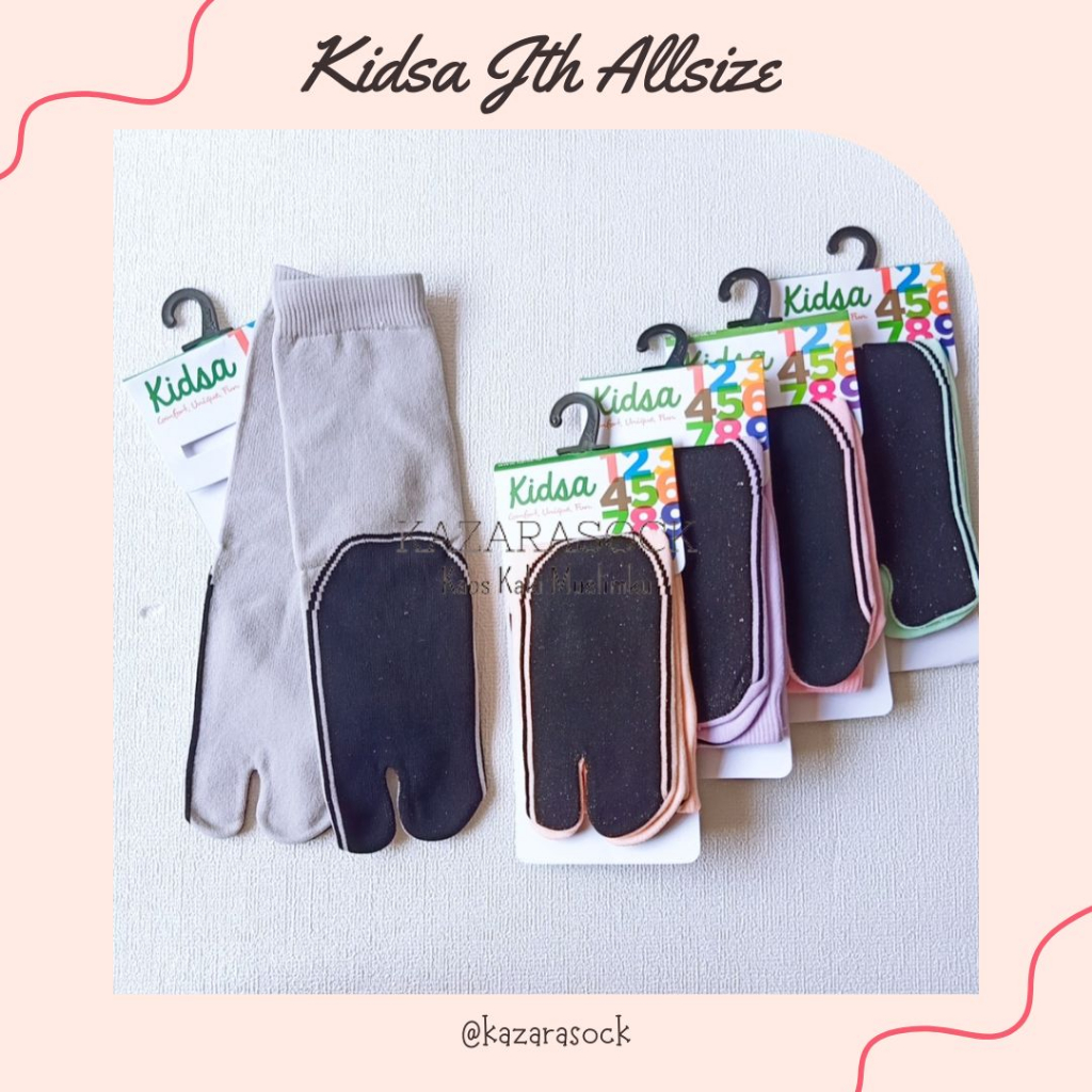 Kazarasock - Kaos Kaki Jempol Anak - Kidsa Jempol Telapak Hitam Anti Kotor - All Size