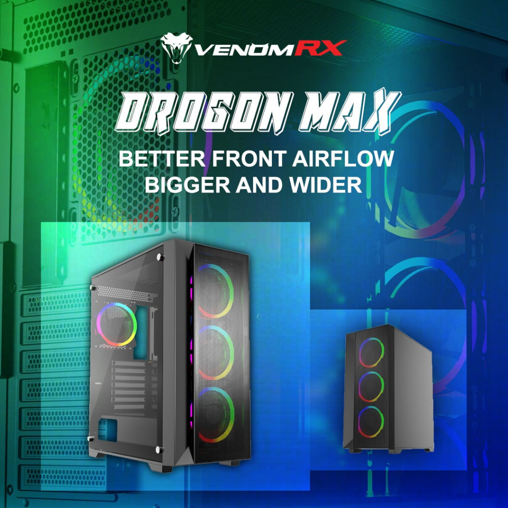 VenomRX DROGON MAX Tempered Glass Side Panel Gaming Case