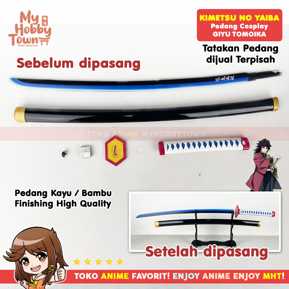 Replika Pedang Bambu Nichirin Demon Slayer Kimetsu no Yaiba Giyu Tomioka Cosplay Property