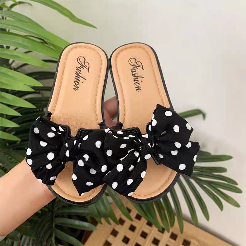 GROSIRTAS LV0132 Sandal Flat Anak Perempuan Motif Pita Polkadot Karet Lentur