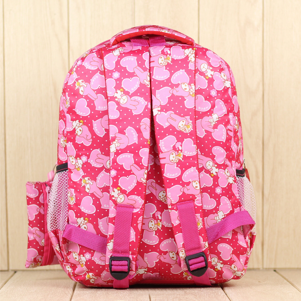 Tas Anak Perempuan Sekolah SD UJ Style Melody Pink Ransel Sekolah Anak Model Korea Free Tempat Pensil dan Raincover