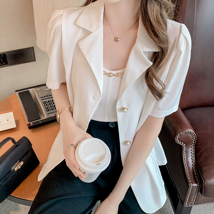 MOOGU ♡ Kemeja korea setelan warna solid wanita atasan