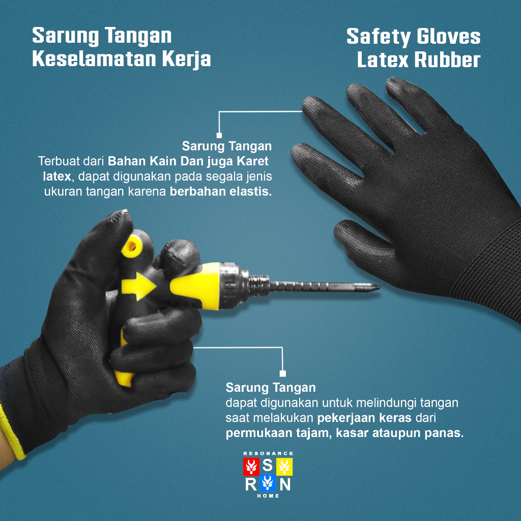 Sarung Tangan Latex Hitam / Safety Gloves RESONANCE HOME