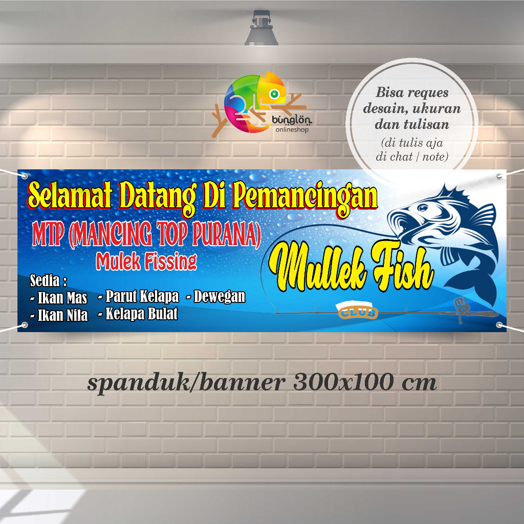 Size 300x100 Spanduk Banner Selamat Datang Di Pemancingan, Spanduk Pemancingan