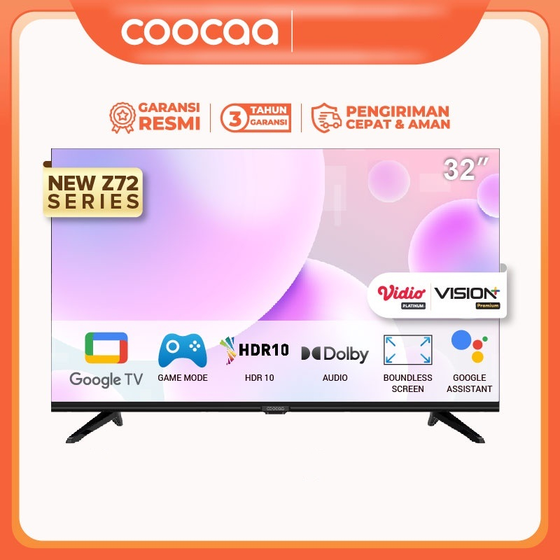 COOCAA 32 inch Google Smart TV Digital LED TV | 32Z72 | Garansi Resmi | 100% Baru / BNIB