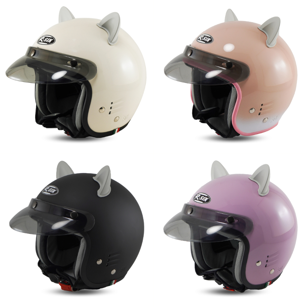 Helm Bogo Dewasa Wanita Gradasi Kuping Kucing Grey SNI