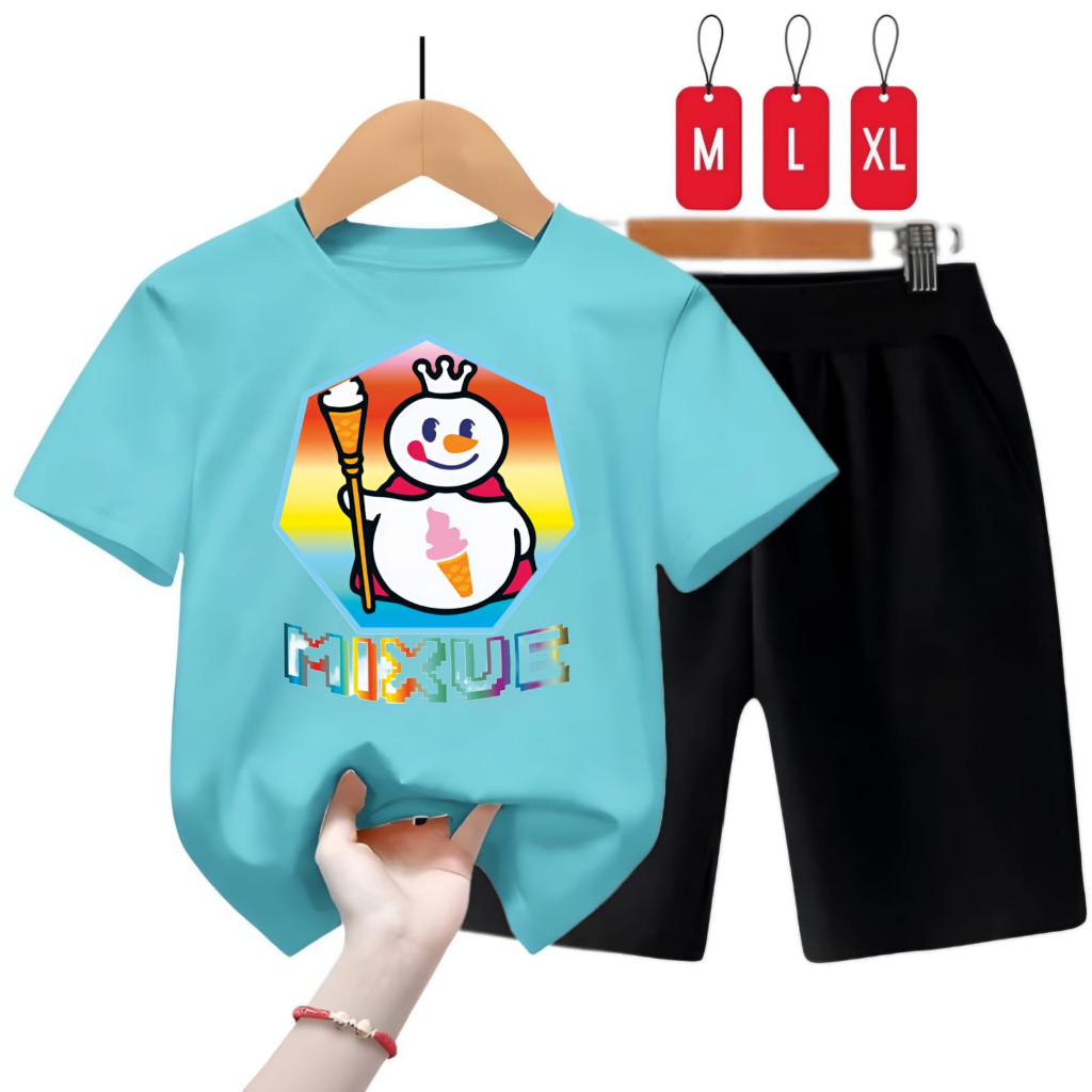 Setelan Baju Kaos Anak Mixue Pelangi Bayar Ditempat