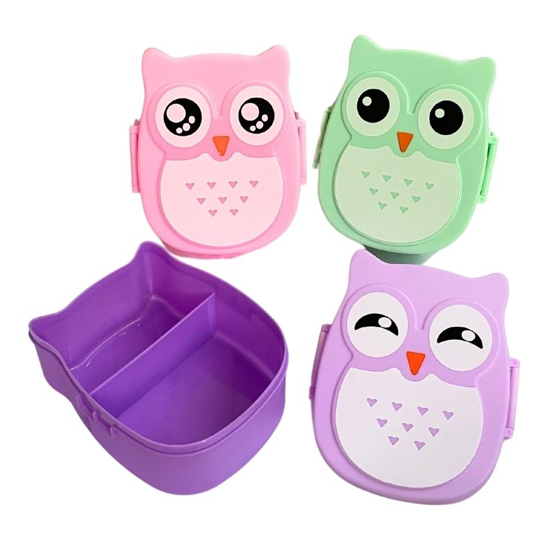 Lunchbox / Kotak Makan / Kotak Bekal Plastik Sekat 2 Fukuro Owl