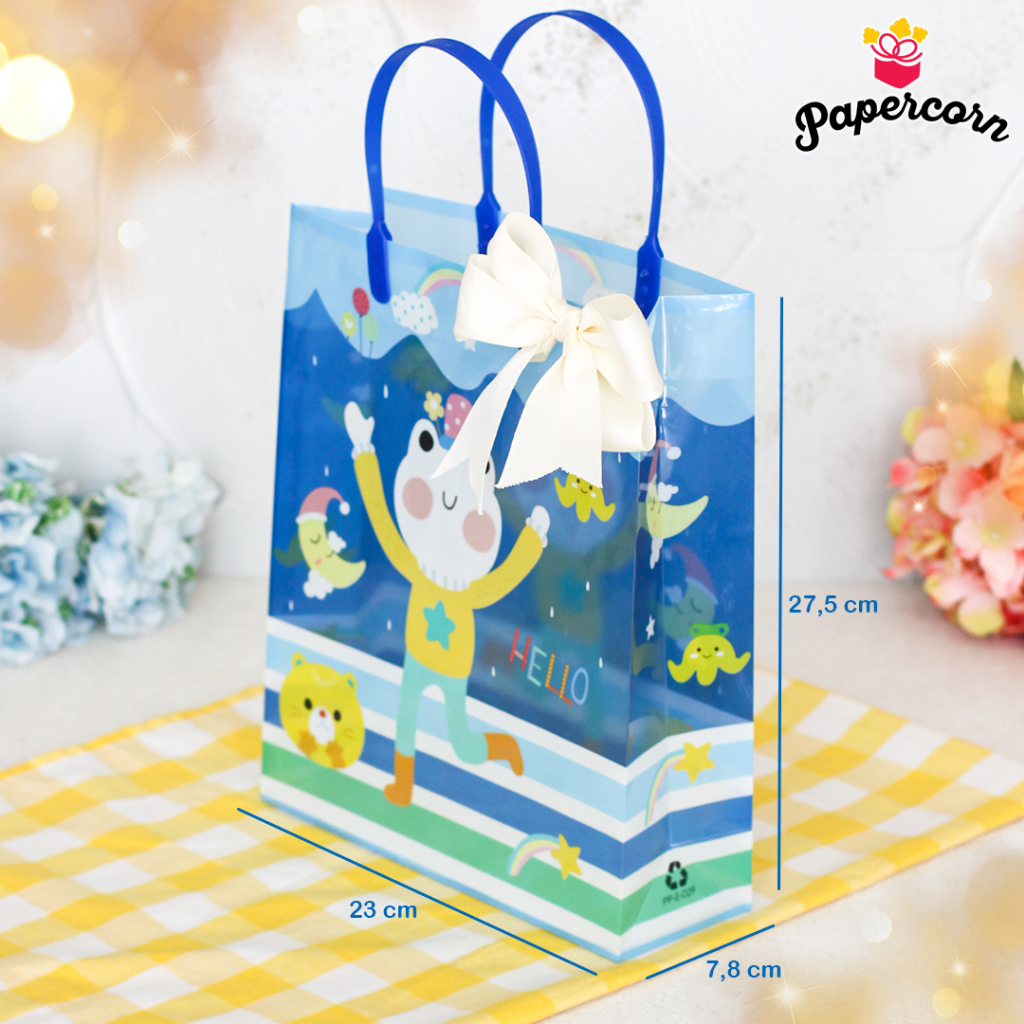 

5 Pcs Tas Mika / Tas Souvenir Frog Biru uk 23x7,8x27,5 cm