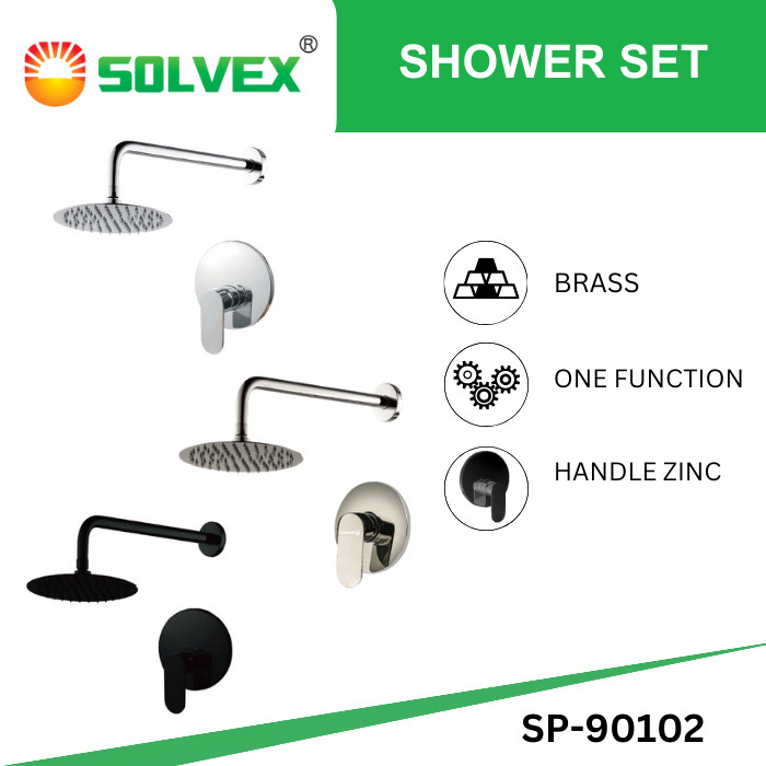 SOLVEX Wall Shower Set Stop Kran Air Panas Dingin Mixer Wall SP-90102