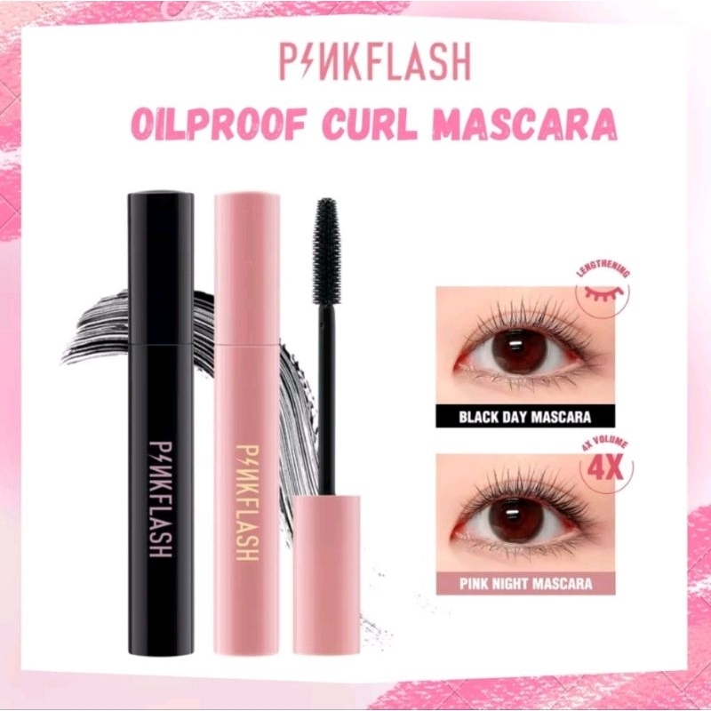 Pinkflash Mascara Day / Night Lengthening Volume Waterproof Longlasting Black / Pink