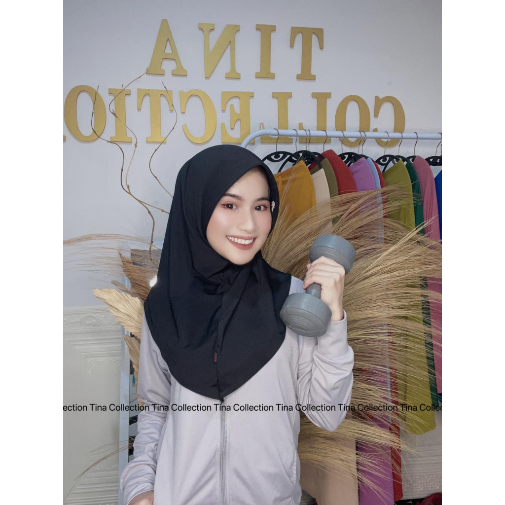 TINA COLLECTION - BERGO SPORT HAMIDAH // OVAL  JERSEY SPANDEKS / HIJAB INSTAN PED ANTEM / HIJAB SPORT INSTAN JERSEY SPANDEKS