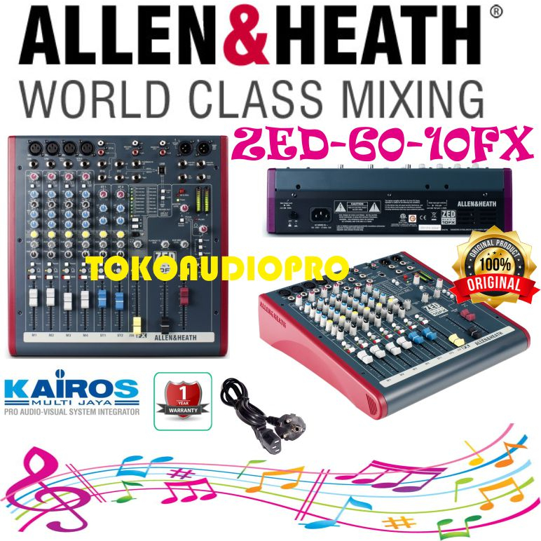 Mixer Allen & Heath ZED60 10FX  6 Channel Mixer with Digital Effect Original ZedSixty-10FX