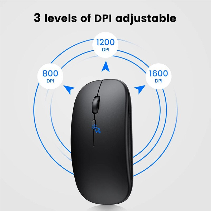 Mouse Bluetooth Blutut Wireless Silent Click Rechargeable Laptop Komputer Pc