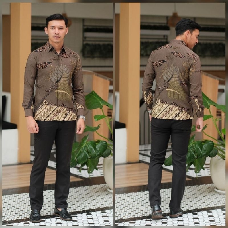 BATIK EXPRESS - Kemeja Batik lengan Panjang Baju pria Modern - RENATA CREAM