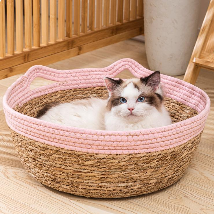 Petopedia Kasur Kucing Cat Bed Ranjang Kucing Rotan Organik 100% Katun Organic Cat Bed Nest Natural