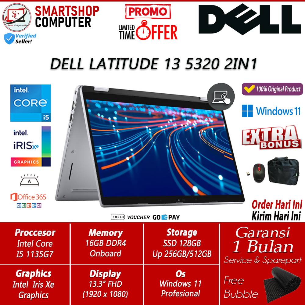 LAPTOP 2IN1 DELL LATITUDE 13 5320 CORE I5 1135G7 16GB 512GB IRIS XE 13.3&quot; FHD TOUCH WIN11