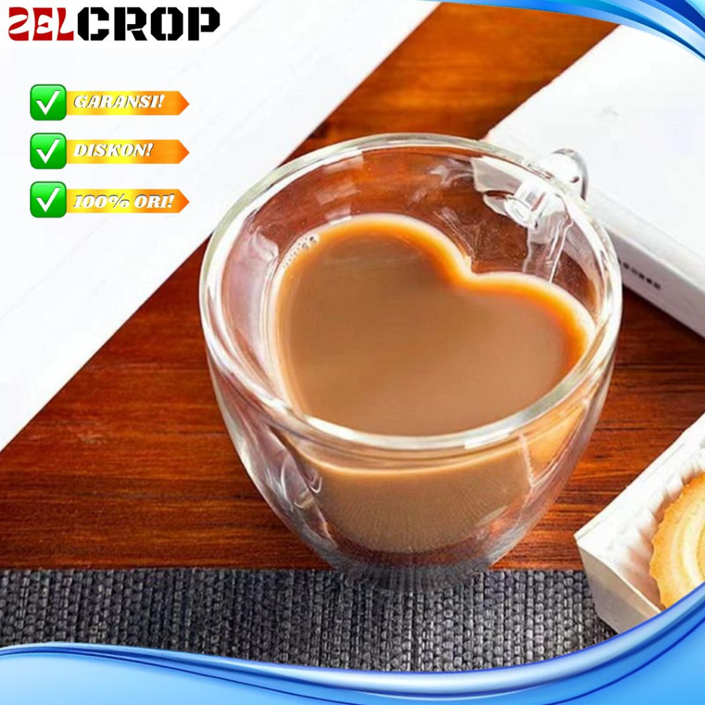 Cangkir Aesthetic Gelas Cantik Kaca Unik Mug Kopi Teh Tahan Panas Double Wall Cup Korean Cafe Mini B