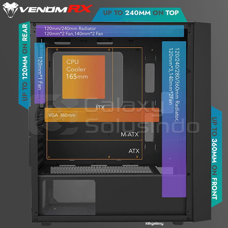VenomRX DROGON MAX Tempered Glass Side Panel Gaming Case