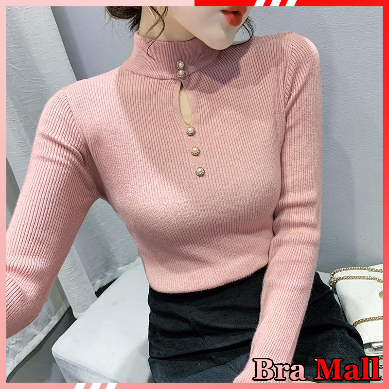 【 Bra Mall 】BJ-013 Atasan Rajut Wanita Turtleneck Import Model Terbaru Premium | Kerah Tinggi Lengan Panjang Premium Korean Style