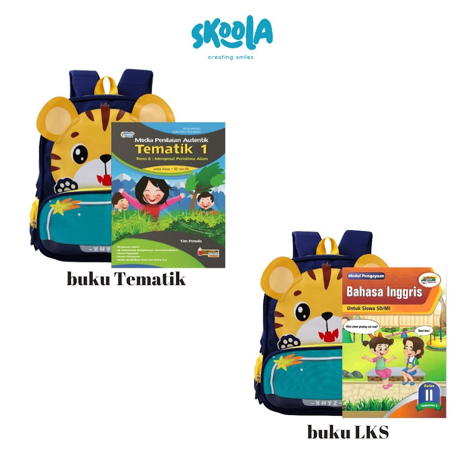 Skoola Tas Sekolah Anak Laki - Laki PAUD TK Ransel Tiger - Neko