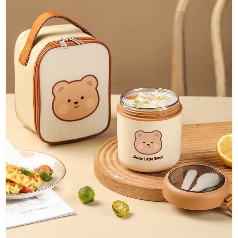 Cangkir Sup Bekal Sup Soup Cup Stainless Steel 304 Cangkir Sup Premium Bear Tahan Panas Lunch Box Kotak Makanan Hangat Tahan Lama