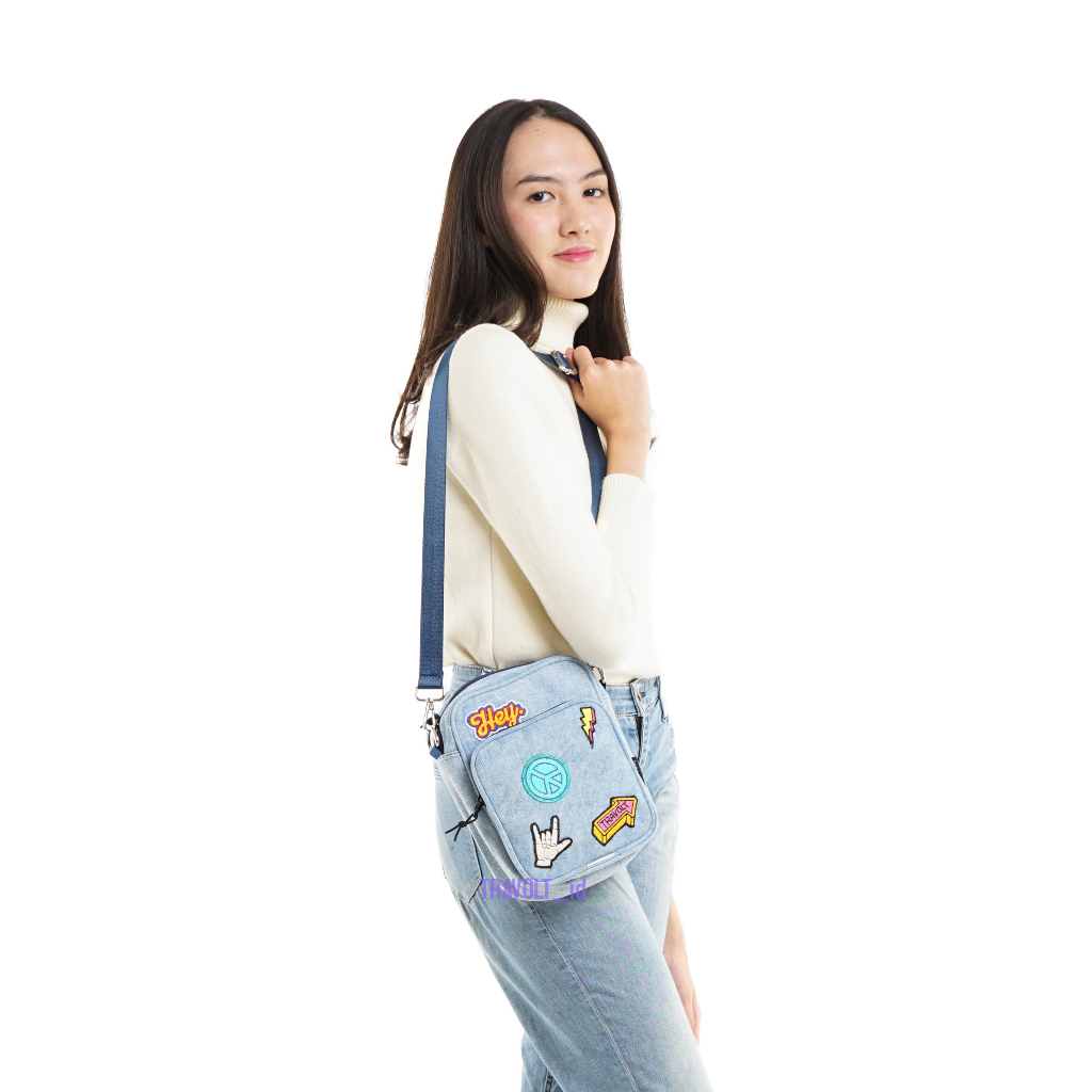Tas Selempang Jeans Patch -Travolt - Sling bag - Tas Denim - Tas Patch - Arrow