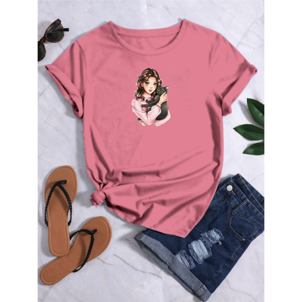 KAOS WANITA WOMEN &amp; CAT DTF