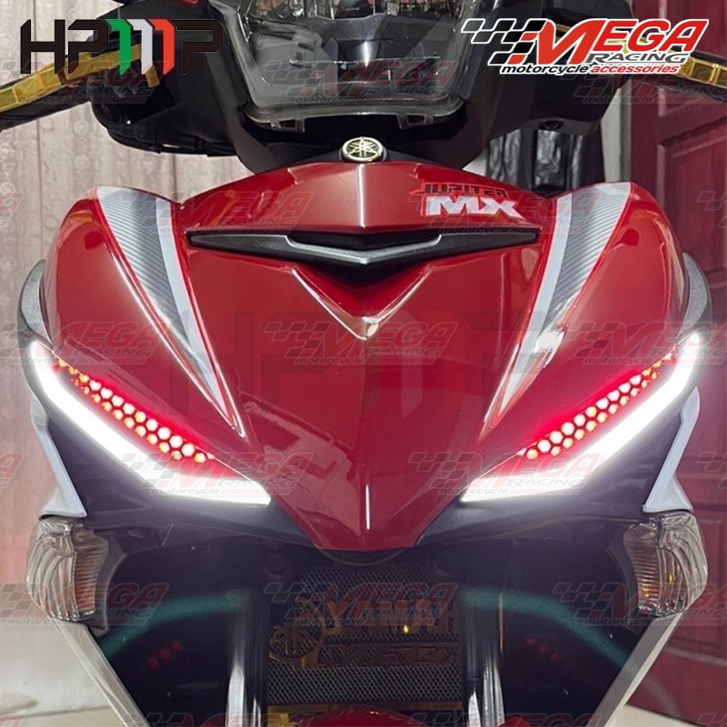 Cover List Yamaha Mx King Model Mata Gaban RGB Multicolor Lampu Audi DRL Depan Lampu Senja Led + Alis Motor Mxking 150 Jupiter Mx 150 Mx150 Mxking150 New Old