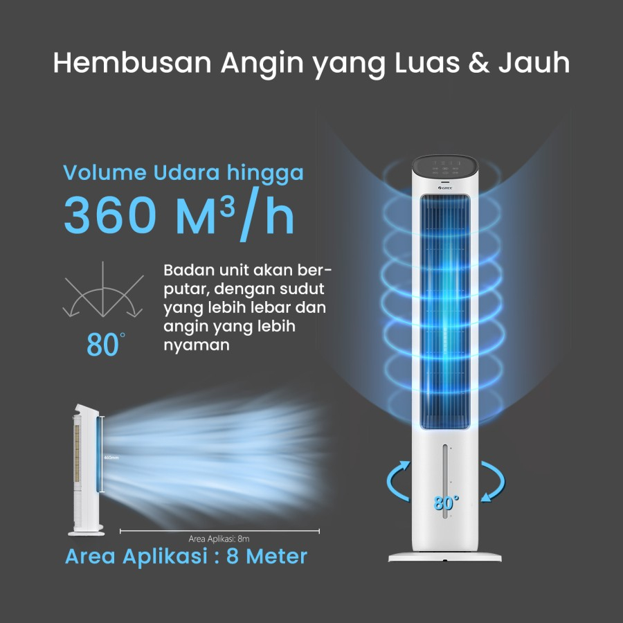 GREE Smart Tower Fan Air Cooler / Penyejuk Udara Portable - GTA-ACOOL4