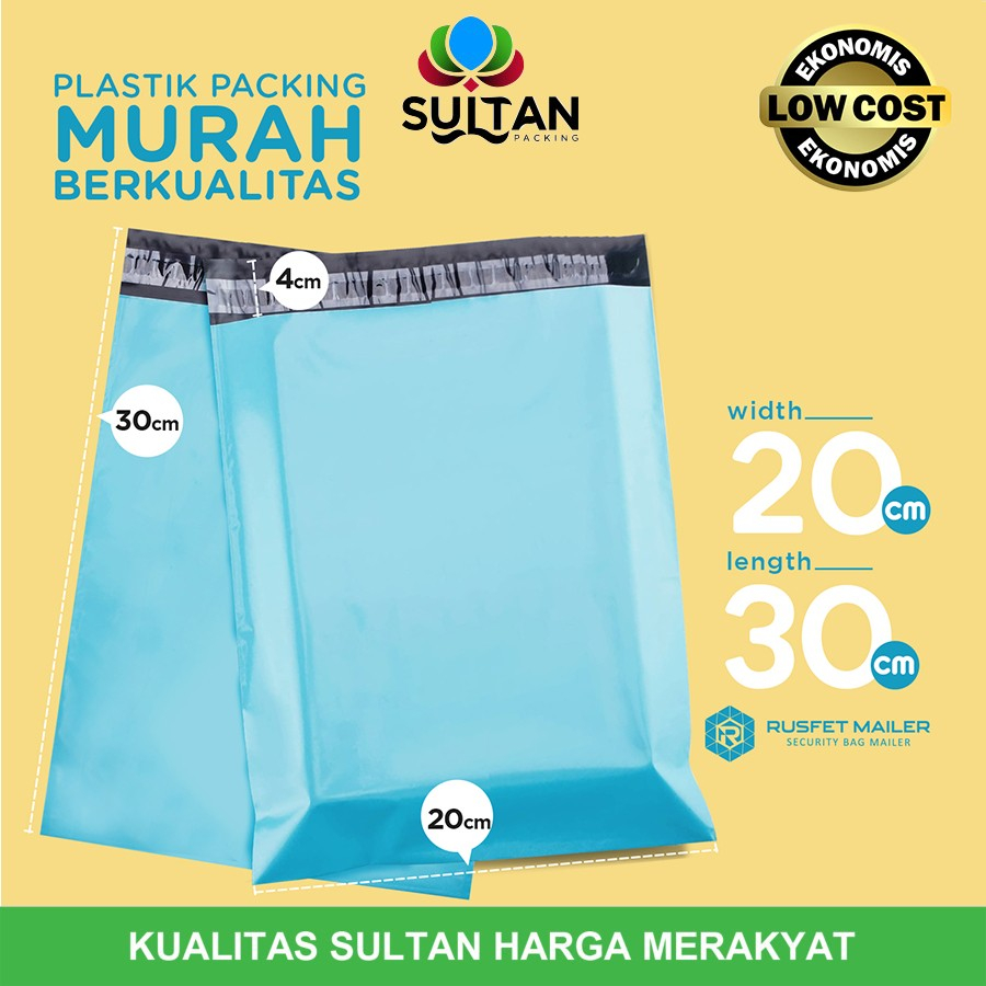 Plastik Polymailer Pack LOW COST BLUE Amplop Polimailer Rusfet 20x30cm