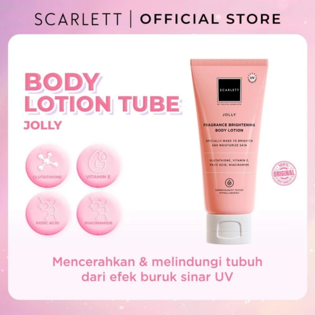 SCARLETT WHITENING Body Lotion Tube 180ml | Scarlet Tube Charming Jolly Freshy Romansa