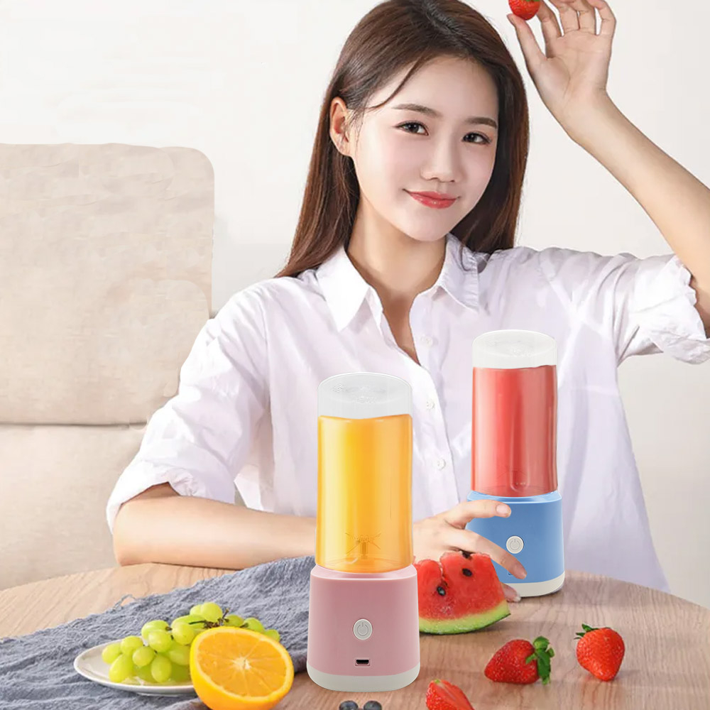 Blender Portable Mini Juicer 6 Pisau Pembuat Jus Elektrik Rechargeable Usb  - Alat Jus Portable 300ml