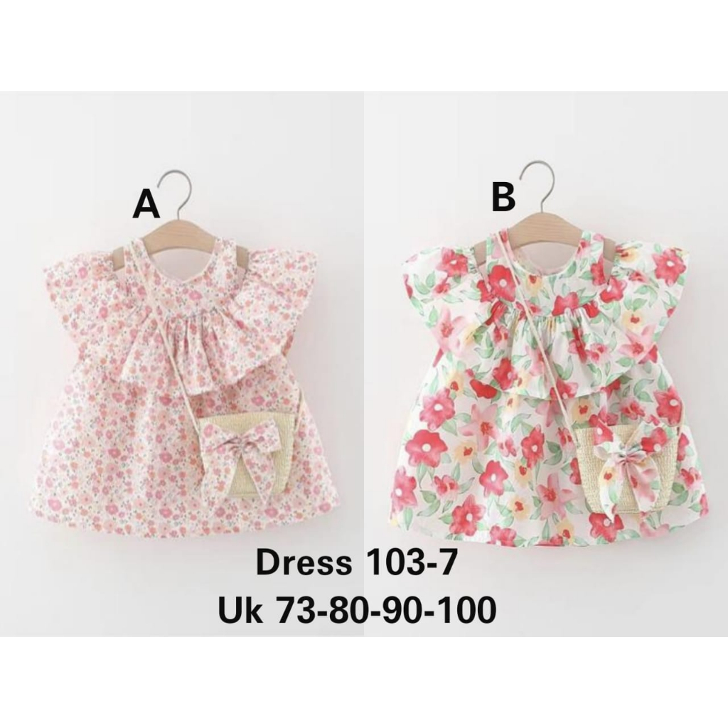 Carterlove Dress Import + Tas Selempang Motif - Dress bayi