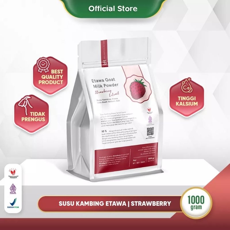 Susu kambing etawa ternak syams varian rasa stroberi 1000 gram