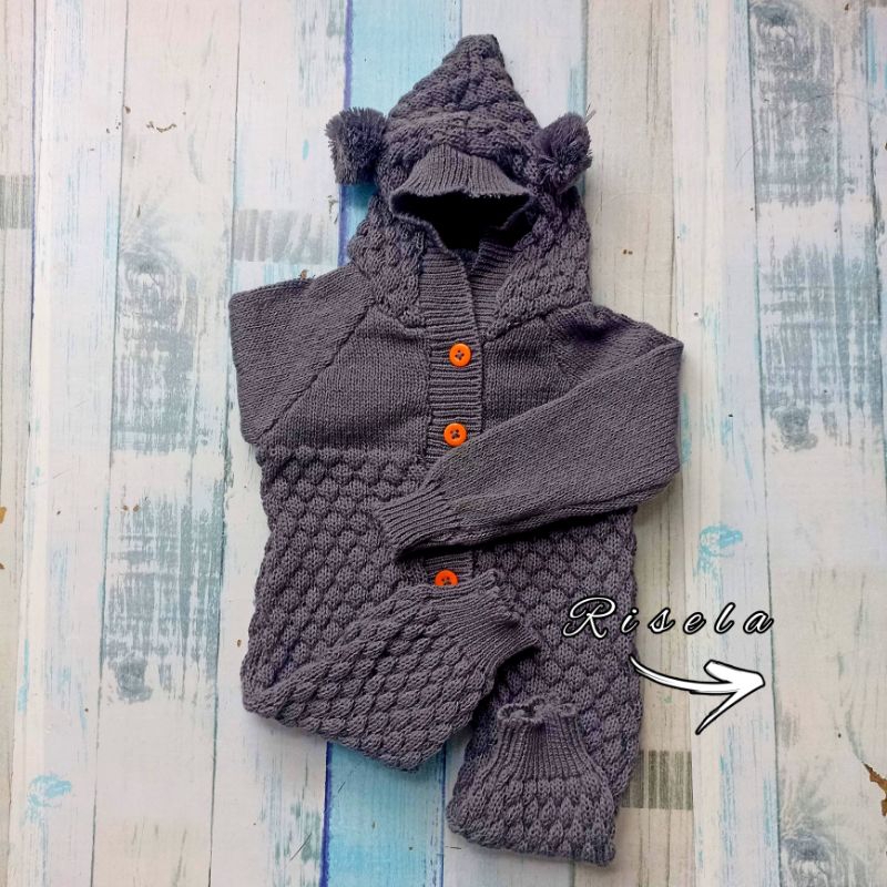 Jumper Bayi Newborn/ Bodysuit Rajut Bayi Baru Lahir 0-9 Bulan