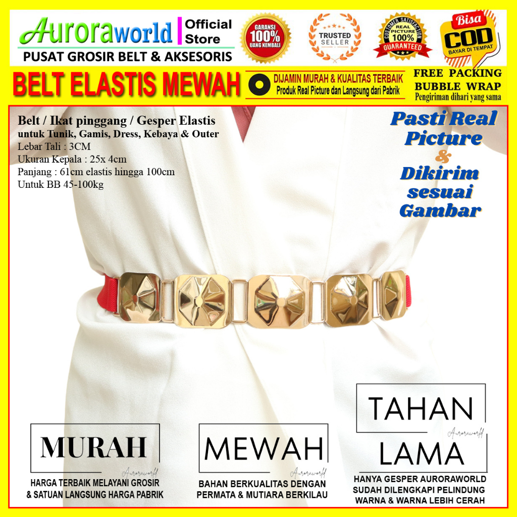 AURORAWORLD Belt cewek Gesper perempuan Ikat Pinggang wanita OBI Sabuk Mewah fashion Korea untuk Dress Tunik Gaun Terbaru bisa COD