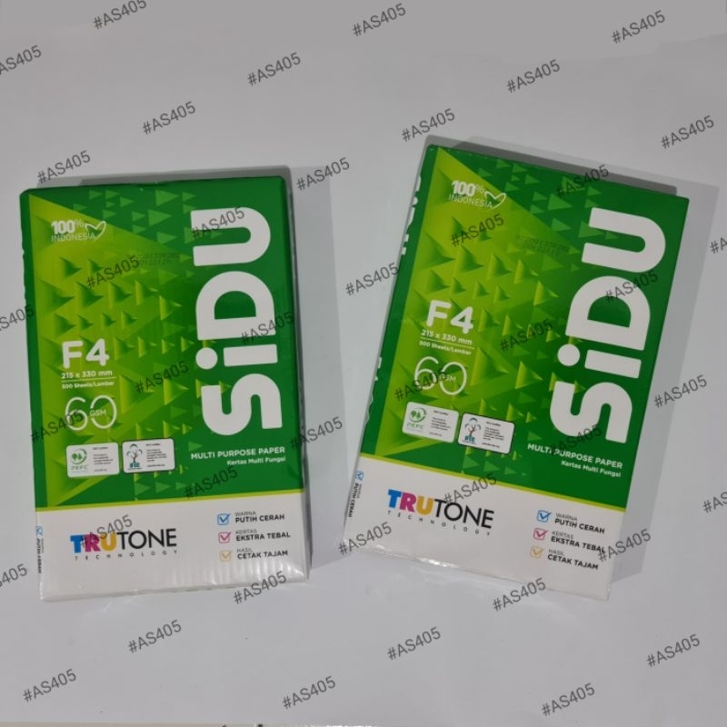 

Kertas HVS MURAH / PRINT / FOTOCOPY SIDU F4 60 GSM (1 RIM)