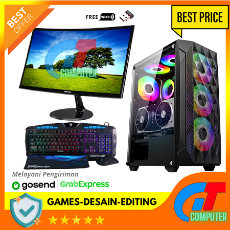 PC Gaming Lengkap Intel i7 10700F / VGA GTX 1050Ti 4GB DDR5 / Ram 16GB / SSD / Monitor 24 INCH