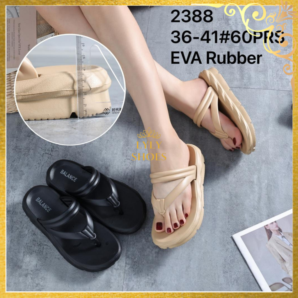 Sandal Wanita Karet Jepit Import Balance Hak Rendah 2388