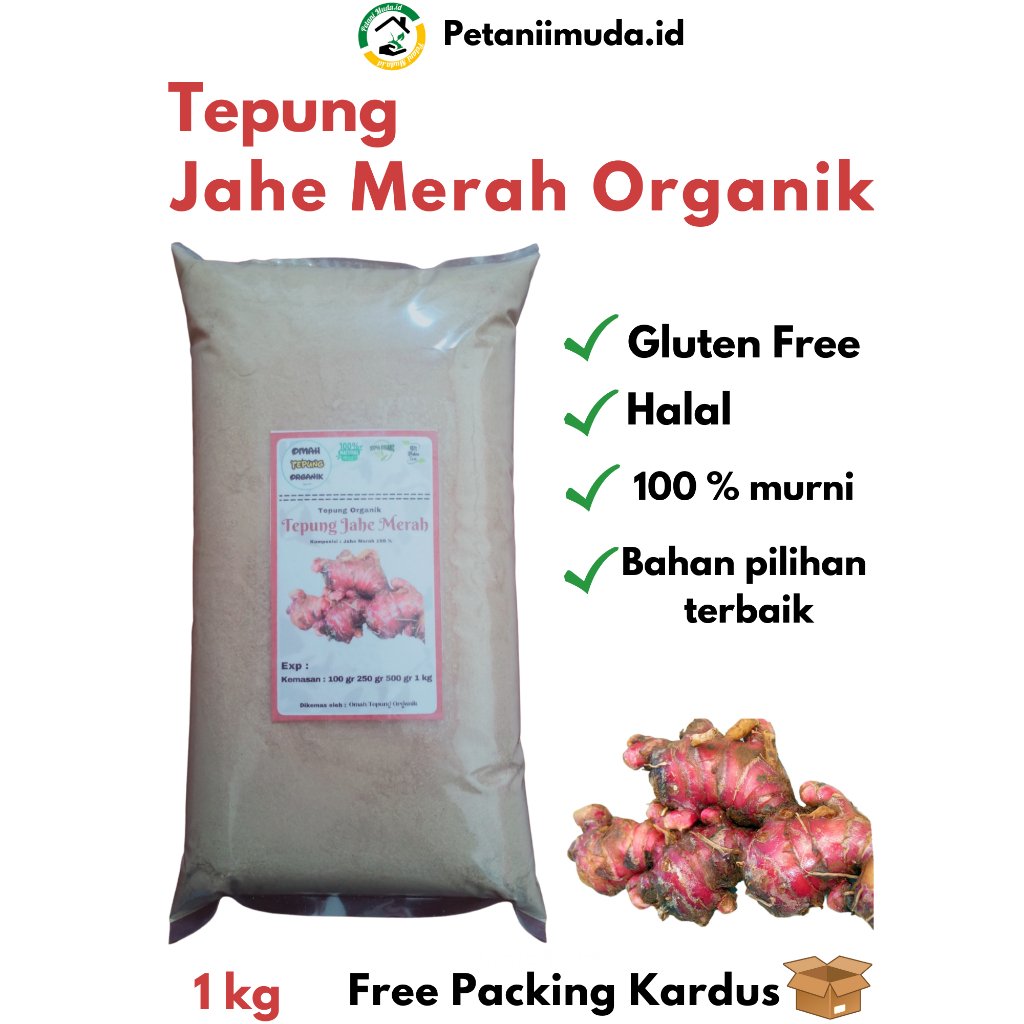 

Bubuk Jahe Putih Murni kemasan 1 KG/Bubuk Jahe Merah Murni kemasan 1 KG/Tepung Jahe Putih/Tepung Jahe Merah