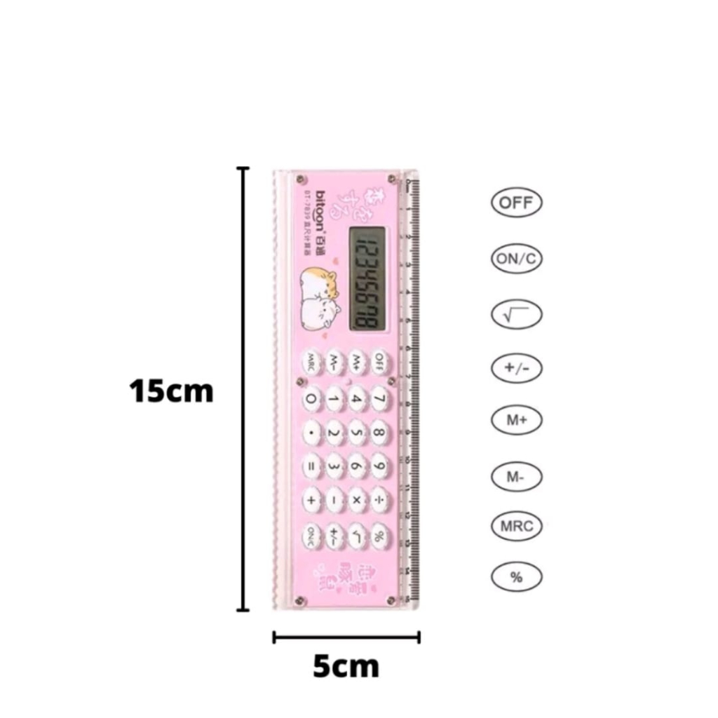 PENGGARIS KALKULATOR 8 DIGIT MULTIFUNGSI 2 IN 1 / PENGGARIS 15 CM