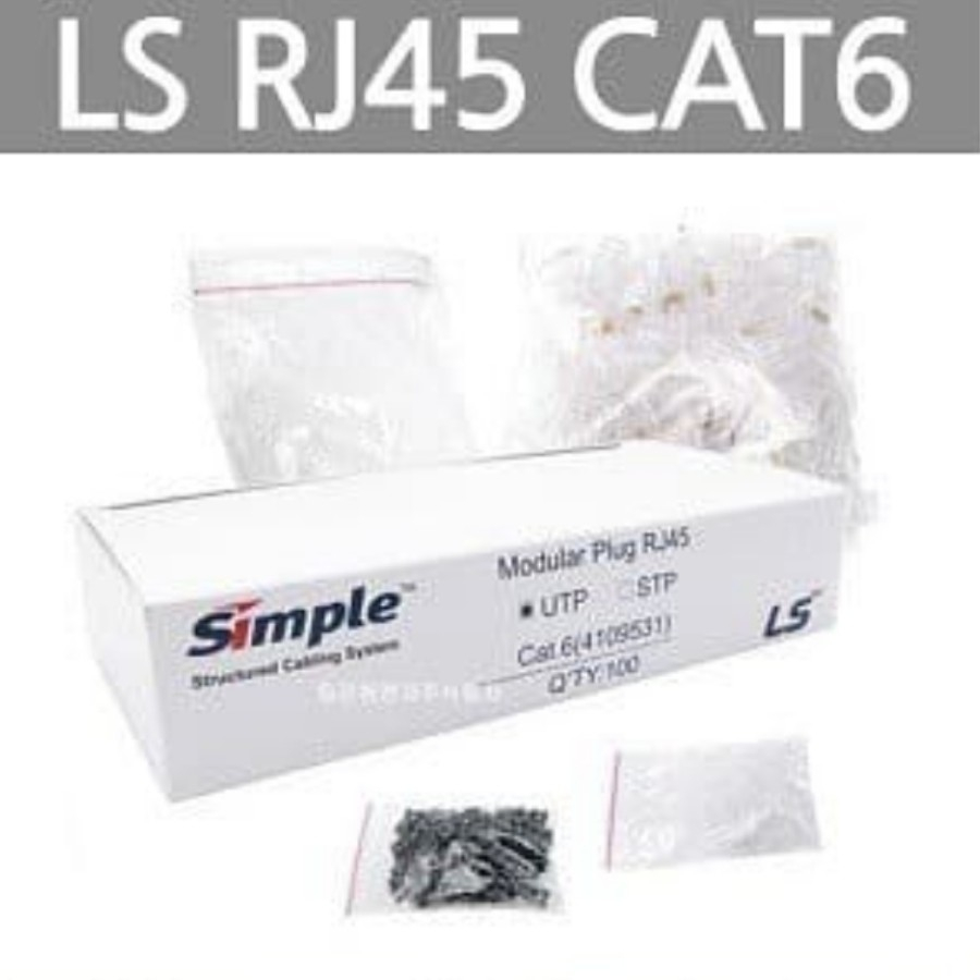 LS RJ45 Connector UTP Cat.6 Modular Plug + Plugboot (isi 100pcs)