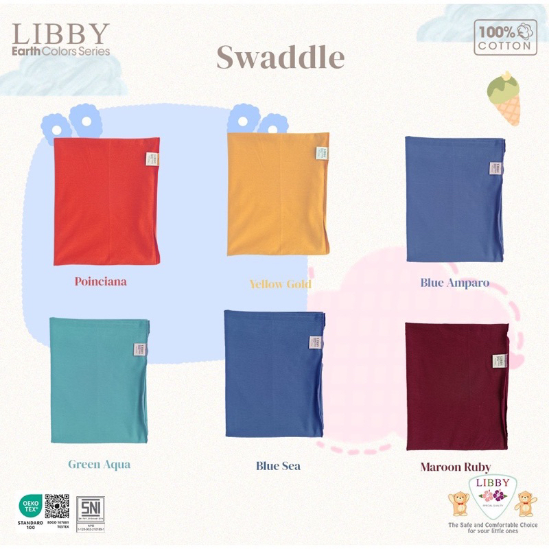 Libby Swaddle Earth Colour Polos Libby Bedong Bayi Polos