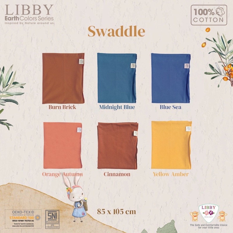 Libby Swaddle Earth Colour Polos Libby Bedong Bayi Polos