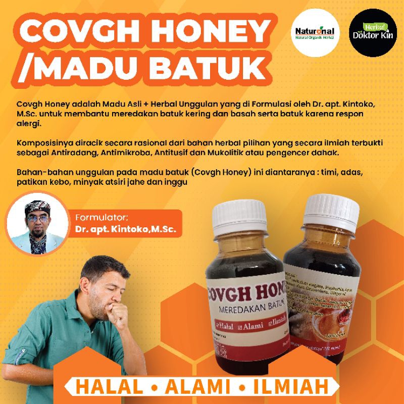 

COVGH HONEY (terbukti ilmiah mengobati : batuk, asma, bronkitis, tbc, pneumonia) Formula Dr. Kin