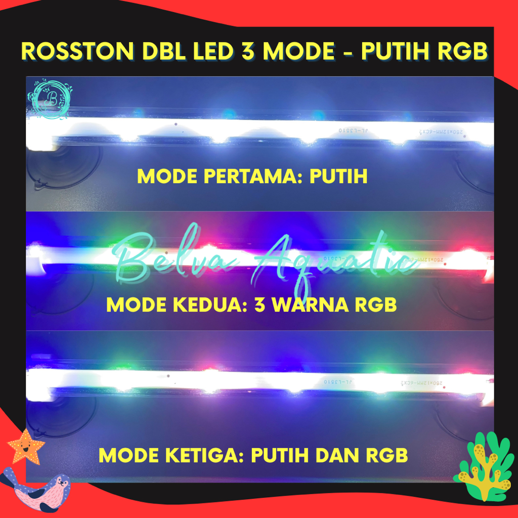 LED CELUP T4 50 CM AQUARIUM DBL Change 3x Ganti Mode Day Night N-50 3 Mode Kuning Lampu Ikan