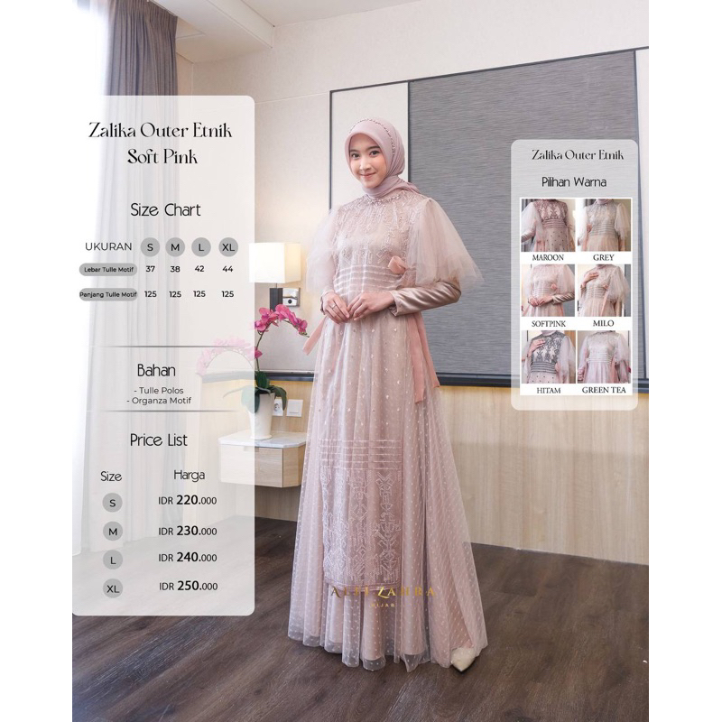 Zalika Outer Etnik Soft Pink Cendekia Series Size L - Alfizahrahijab